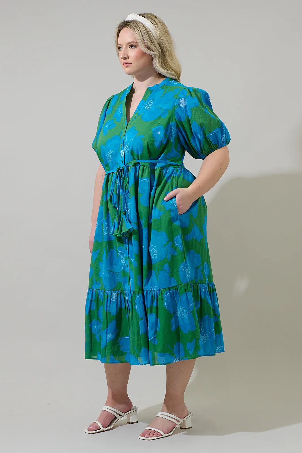 Rori Floral Beth Button Down Midi Dress Curve sold by Sugarlips product image thumbnail 3