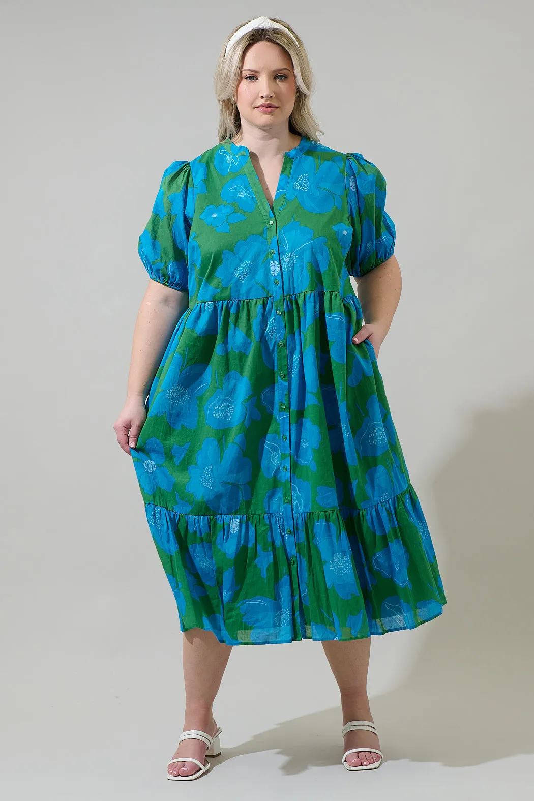 Rori Floral Beth Button Down Midi Dress Curve sold by Sugarlips product image thumbnail 5