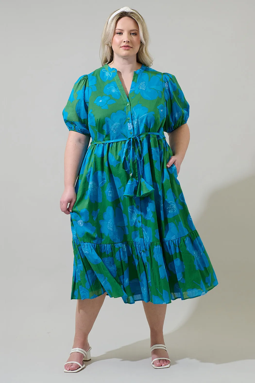 Rori Floral Beth Button Down Midi Dress Curve sold by Sugarlips
