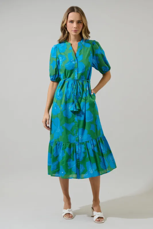 Rori Floral Beth Button Down Midi Dress sold by Sugarlips