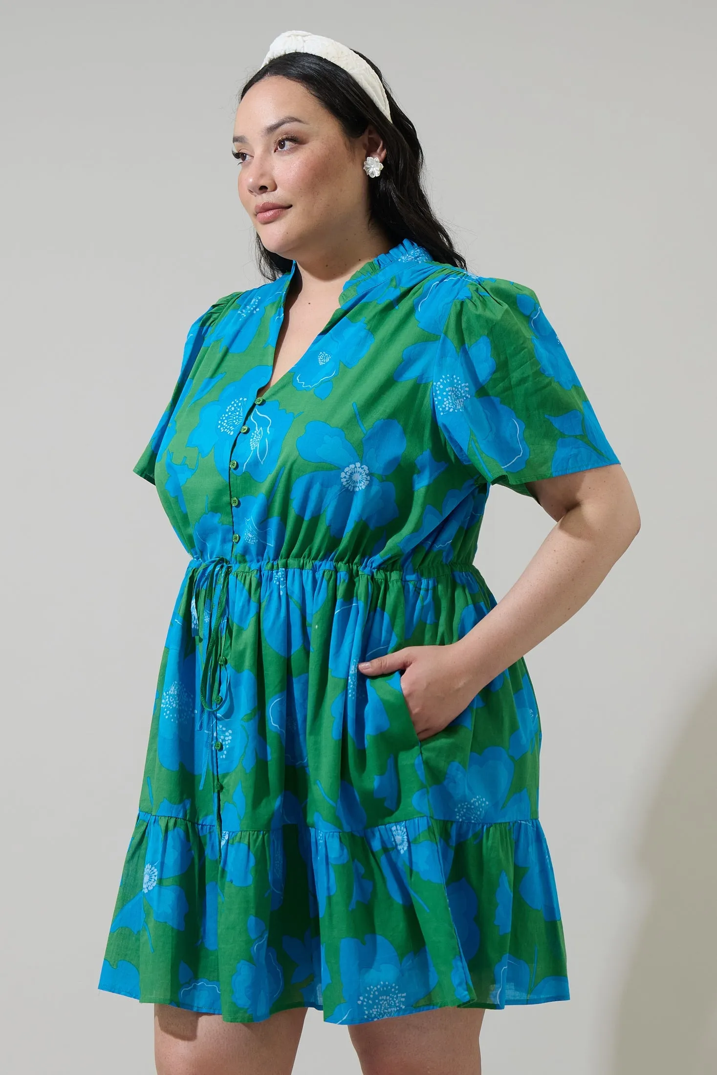 Rori Floral Amo Button Up Mini Dress Curve sold by Sugarlips product image thumbnail 3