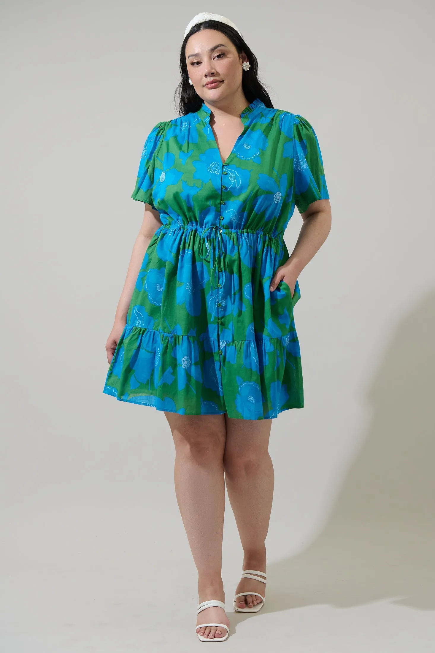Rori Floral Amo Button Up Mini Dress Curve sold by Sugarlips product image thumbnail 4