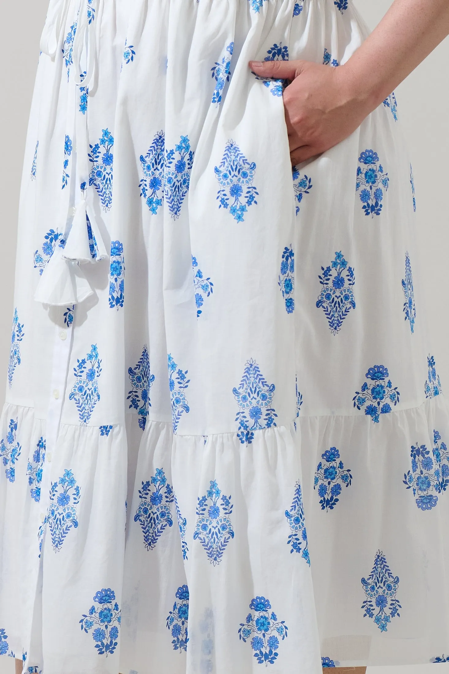 Yila Floral Beth Button Down Midi Dress Curve sold by Sugarlips product image thumbnail 4