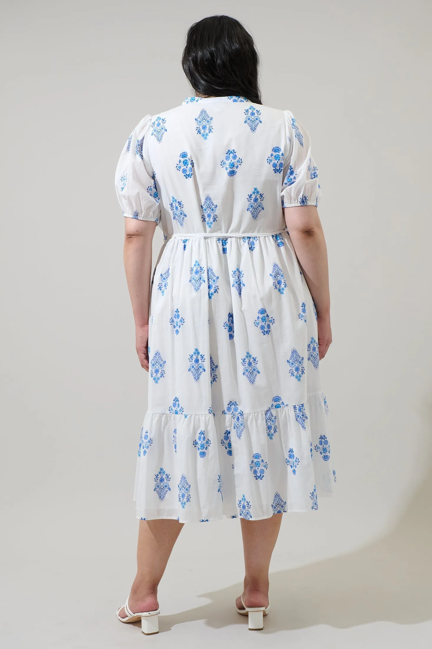 Yila Floral Beth Button Down Midi Dress Curve sold by Sugarlips product image thumbnail 2