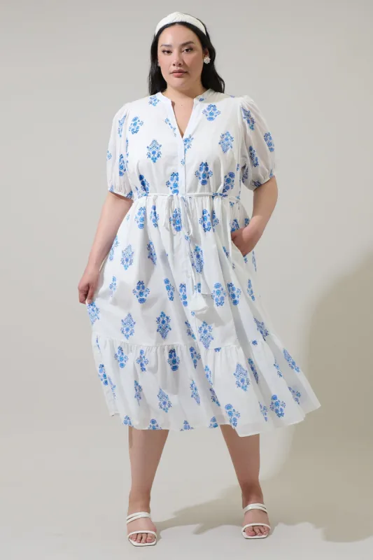 Yila Floral Beth Button Down Midi Dress Curve sold by Sugarlips