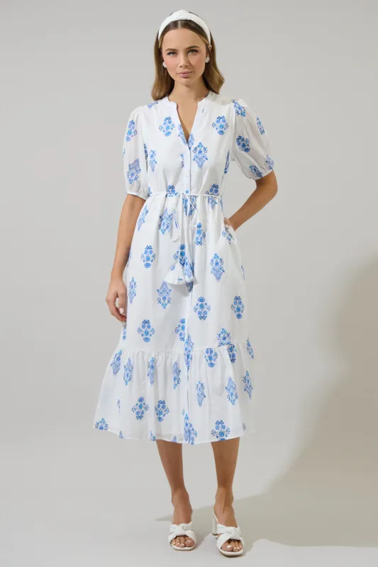 Yila Floral Beth Button Down Midi Dress sold by Sugarlips