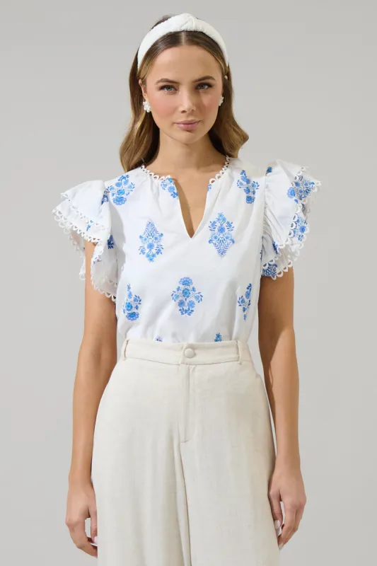 Yila Floral Ema Ruffle Top sold by Sugarlips