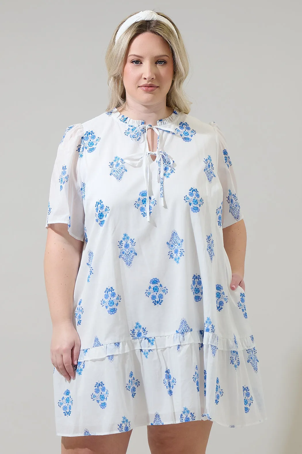 Yila Floral Kuna Tiered Mini Dress Curve sold by Sugarlips