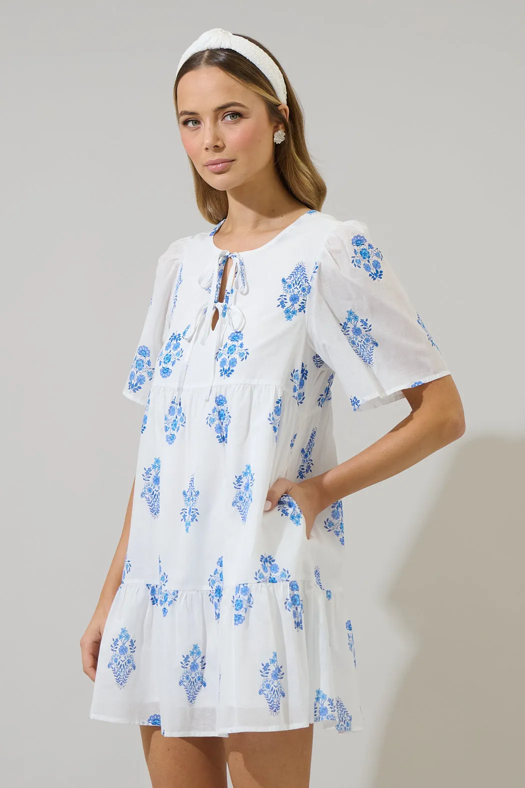 Yila Floral Kuna Tiered Mini Dress sold by Sugarlips product image thumbnail 3