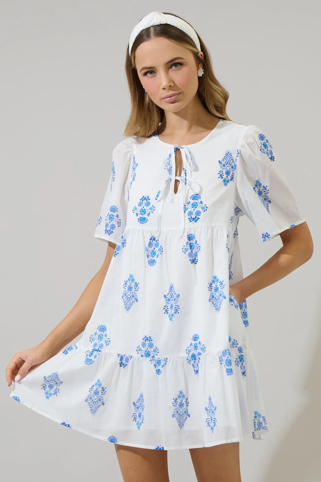 Yila Floral Kuna Tiered Mini Dress sold by Sugarlips