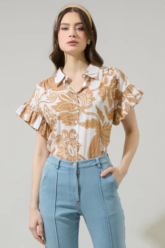 Nadya Floral Ina Button Up Top sold by Sugarlips