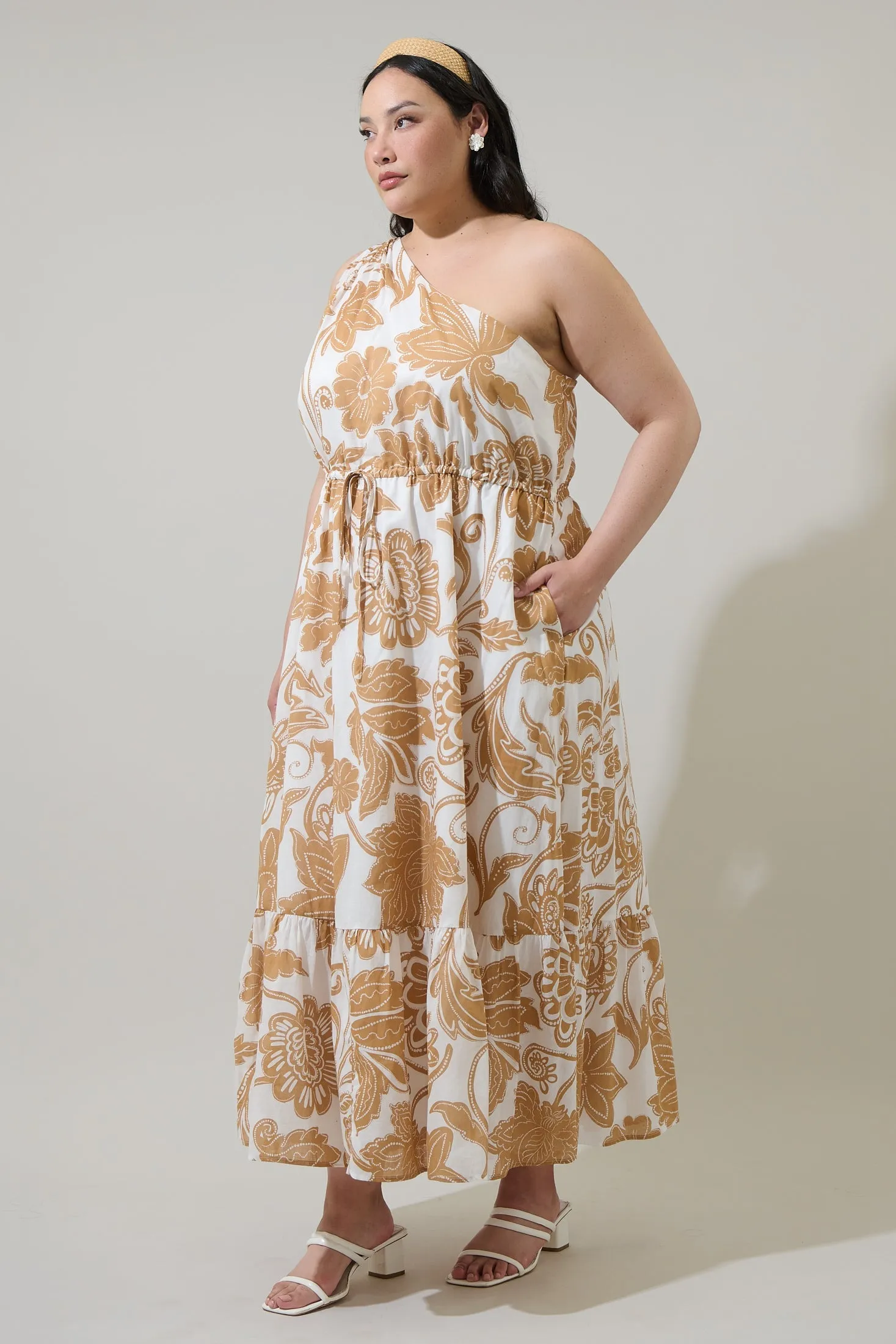 Nadya Floral Elya One Shoulder Maxi Dress Curve sold by Sugarlips product image thumbnail 3