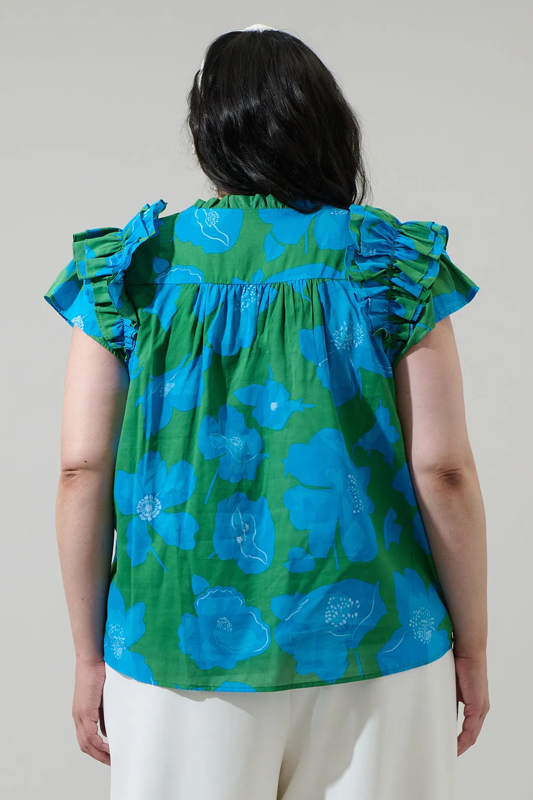 Rori Floral Ramona Ruffle Split Neck Top Curve sold by Sugarlips product image thumbnail 2