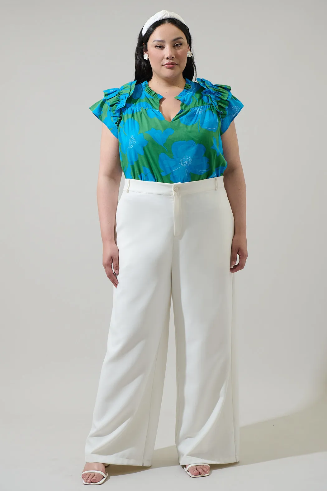 Rori Floral Ramona Ruffle Split Neck Top Curve sold by Sugarlips product image thumbnail 4