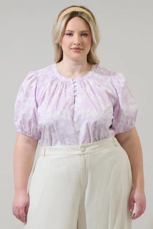 Emme Floral Zuri Smocked Top Curve sold by Sugarlips