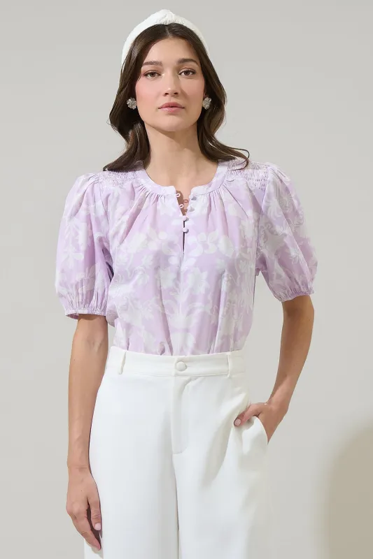 Emme Floral Zuri Smocked Top sold by Sugarlips