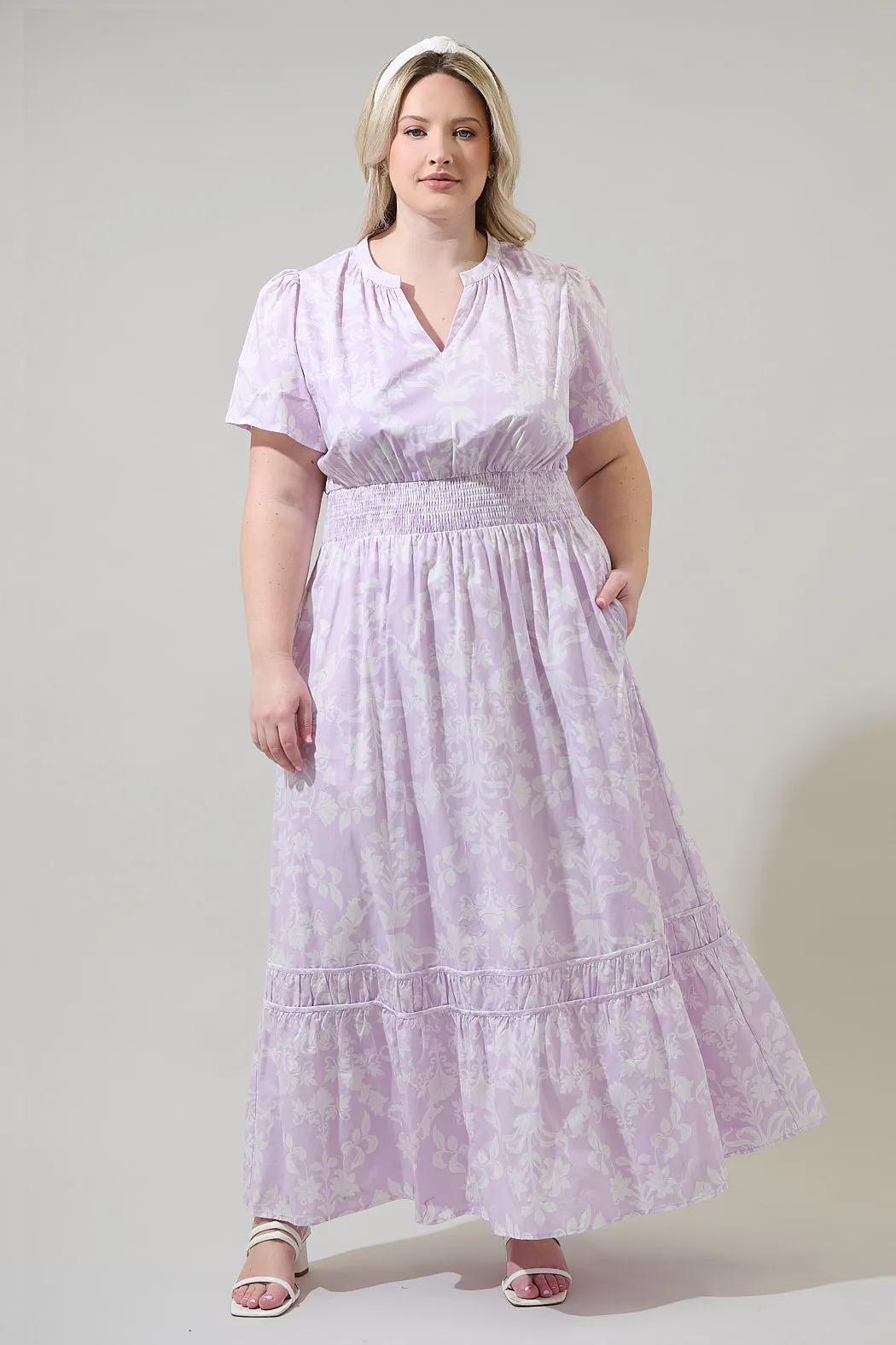 Emme Floral Demie Smocked Maxi Dress Curve sold by Sugarlips