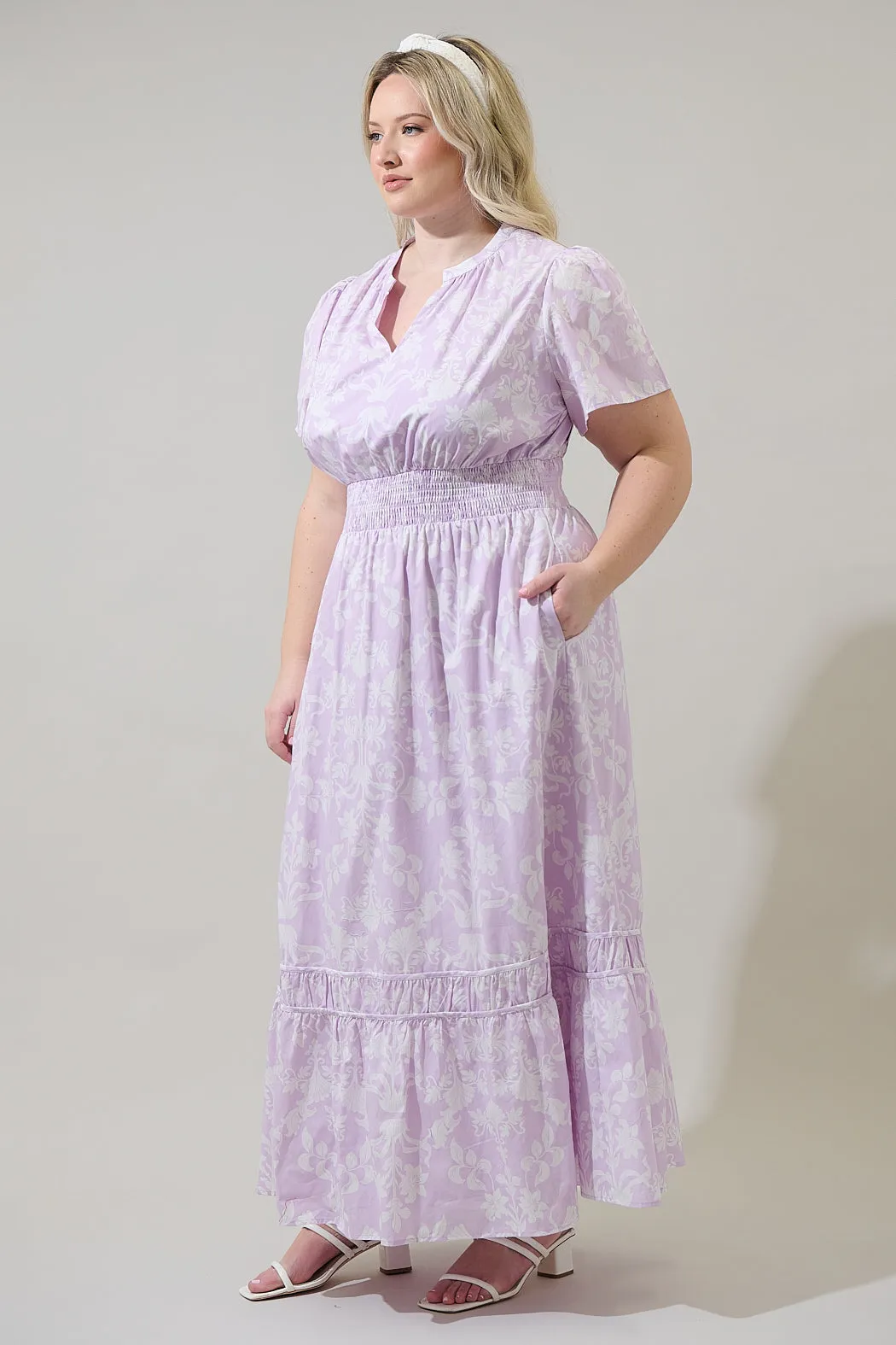 Emme Floral Demie Smocked Maxi Dress Curve sold by Sugarlips product image thumbnail 3