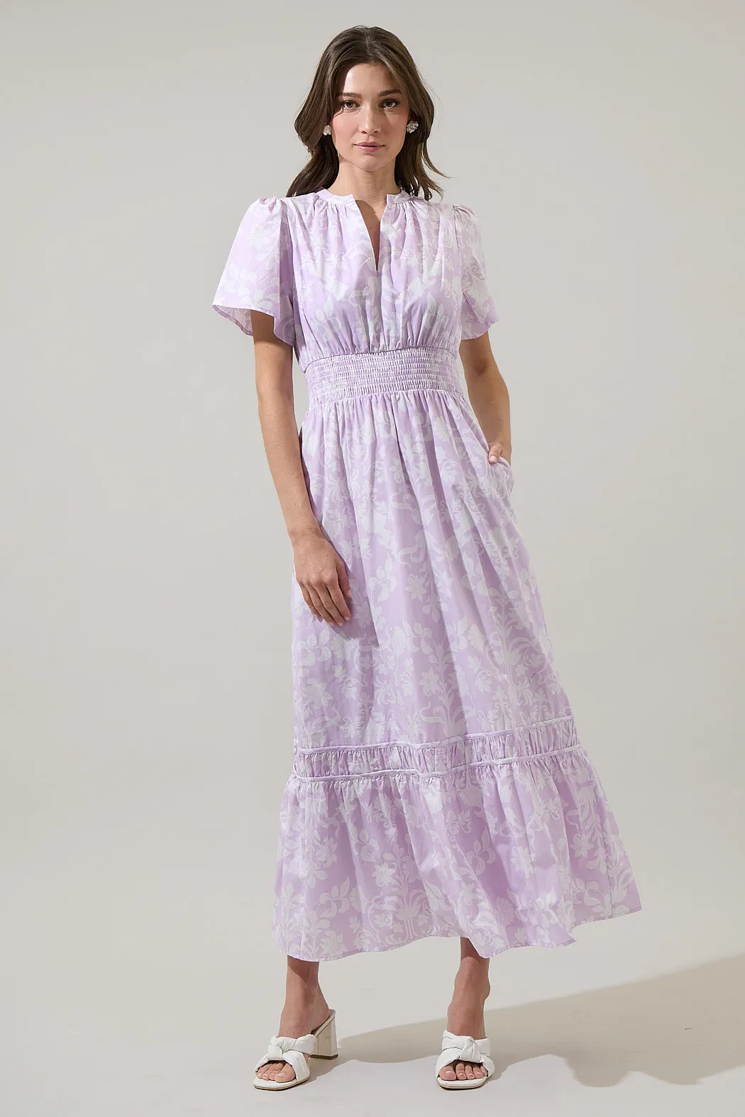 Emme Floral Demie Smocked Maxi Dress sold by Sugarlips