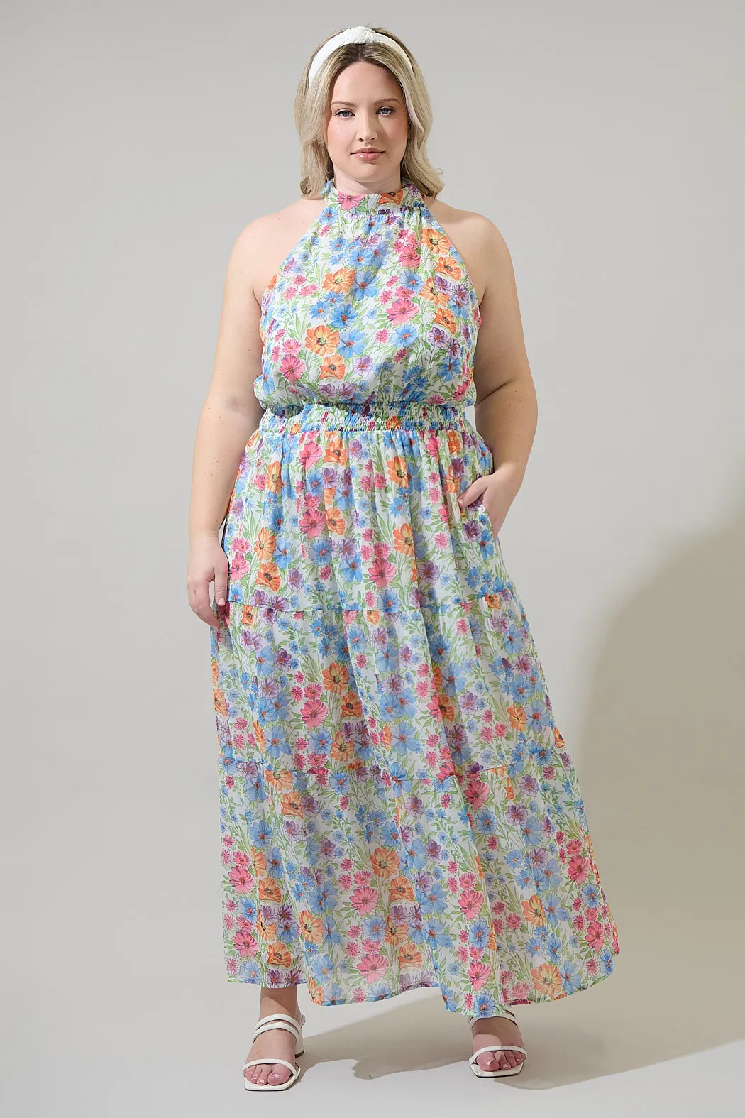 Ezia Garden Jetter Halter Maxi Dress Curve sold by Sugarlips