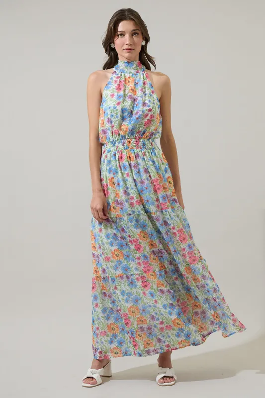 Ezia Garden Jetter Halter Maxi Dress sold by Sugarlips