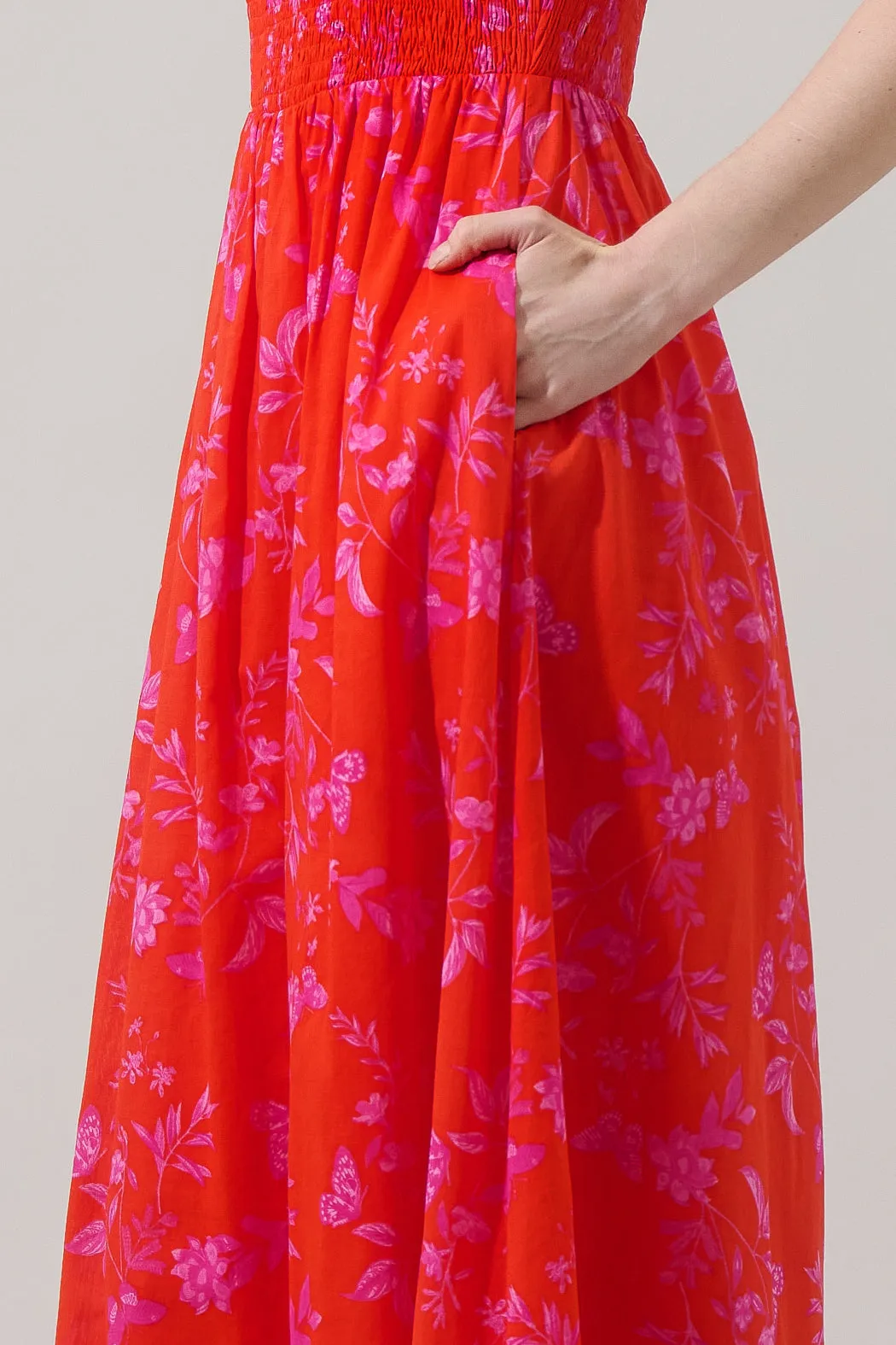 Fia Floral Cecil Smocked Sleeveless Midi Dress sold by Sugarlips product image thumbnail 5