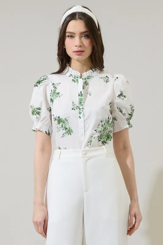 Ria Floral Clove Puff Sleeve Top made by Sugarlips