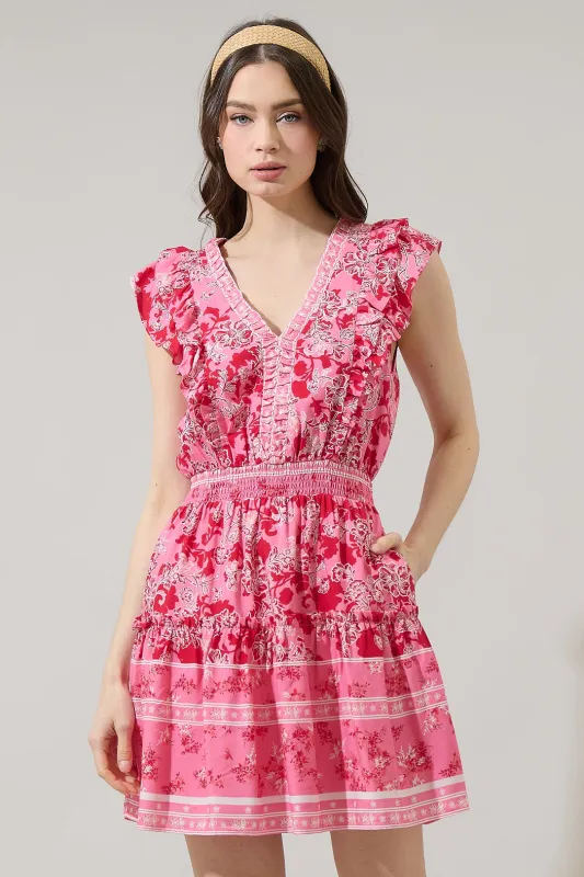 Meg Floral Tera Ruffle Mini Dress sold by Sugarlips