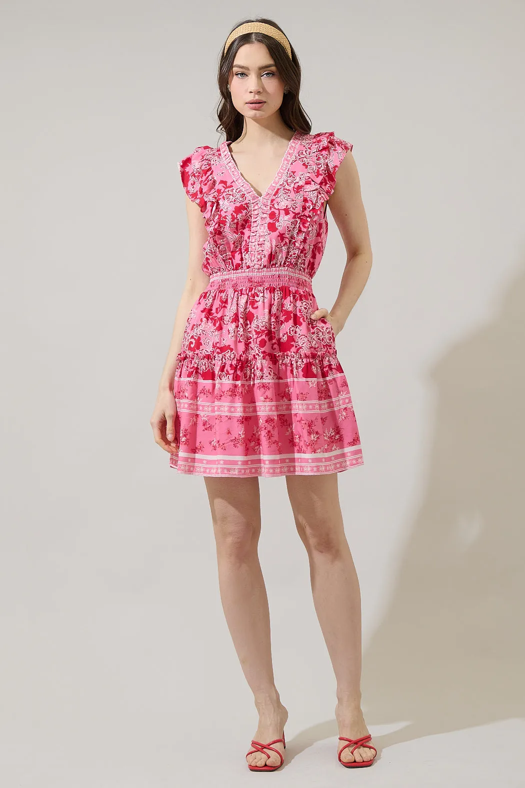 Meg Floral Tera Ruffle Mini Dress sold by Sugarlips product image thumbnail 4