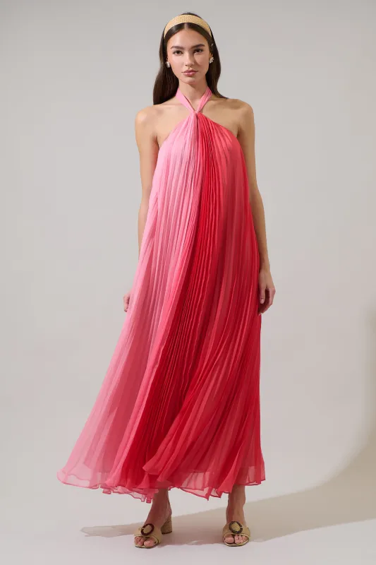 Galena Halter Pleated Maxi Dress sold by Sugarlips