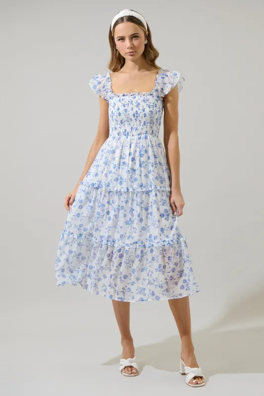 Wren Floral Bayshore Smocked Midi Dress sold by Sugarlips