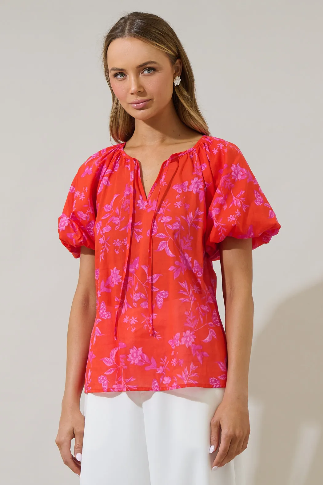 Fia Floral Overseas Balloon Sleeve Top sold by Sugarlips product image thumbnail 3
