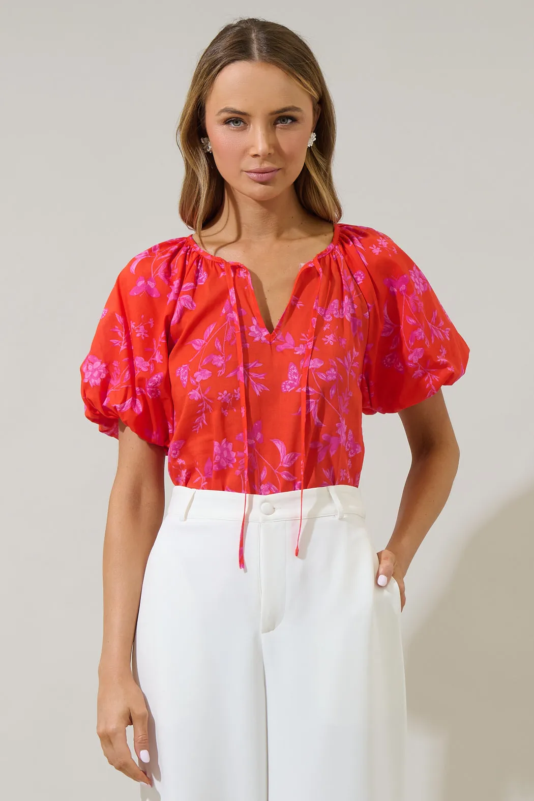 Fia Floral Overseas Balloon Sleeve Top sold by Sugarlips