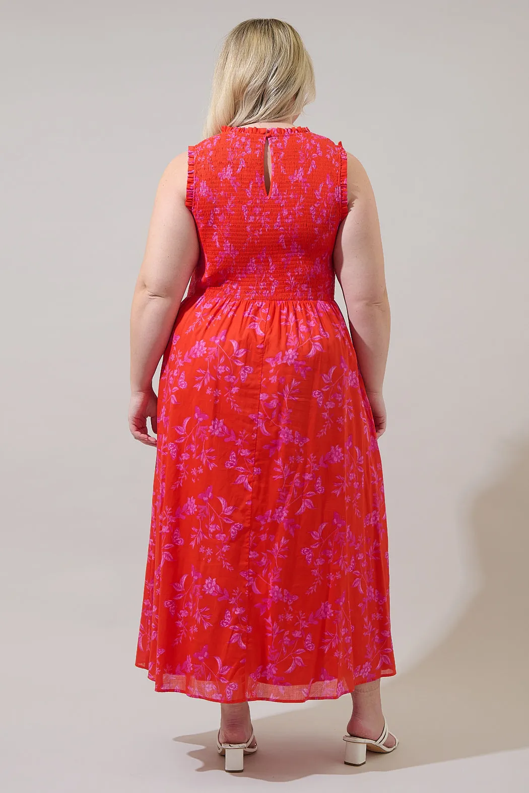 Fia Floral Cecil Smocked Sleeveless Midi Dress Curve sold by Sugarlips product image thumbnail 2