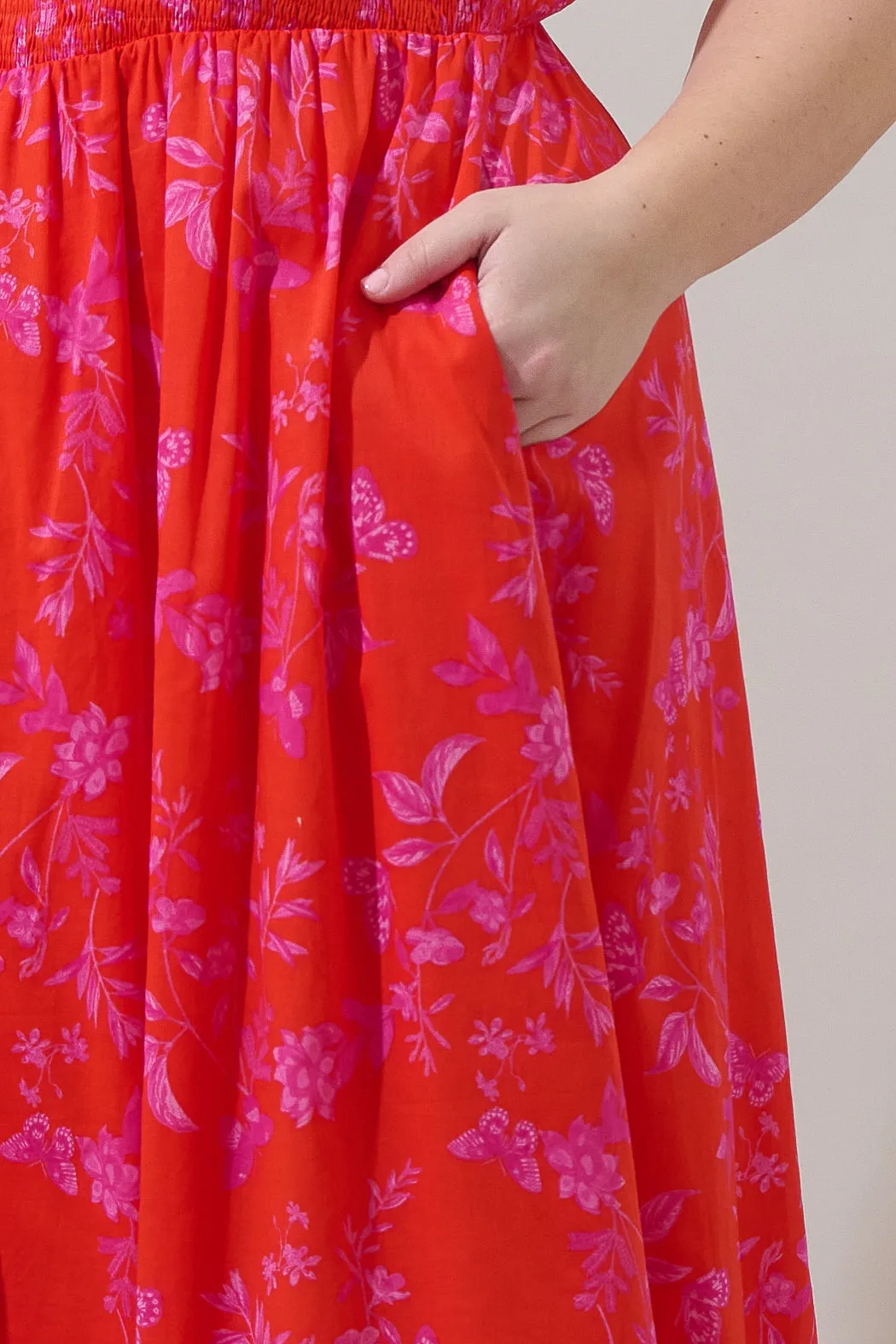 Fia Floral Cecil Smocked Sleeveless Midi Dress Curve sold by Sugarlips product image thumbnail 4