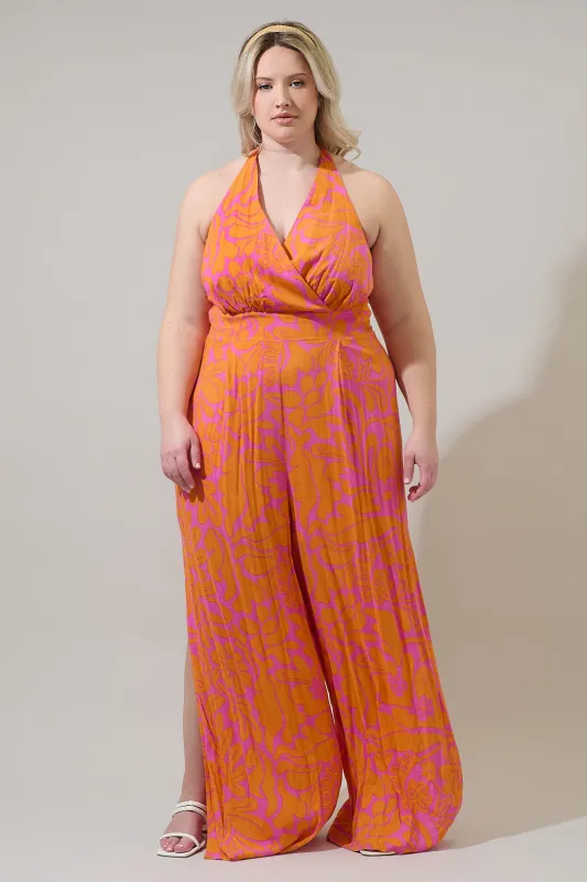 Kaci Floral Magic Moment Halter Jumpsuit Curve sold by Sugarlips