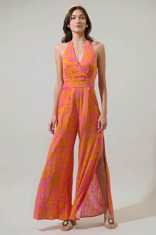 Kaci Floral Magic Moment Halter Jumpsuit sold by Sugarlips