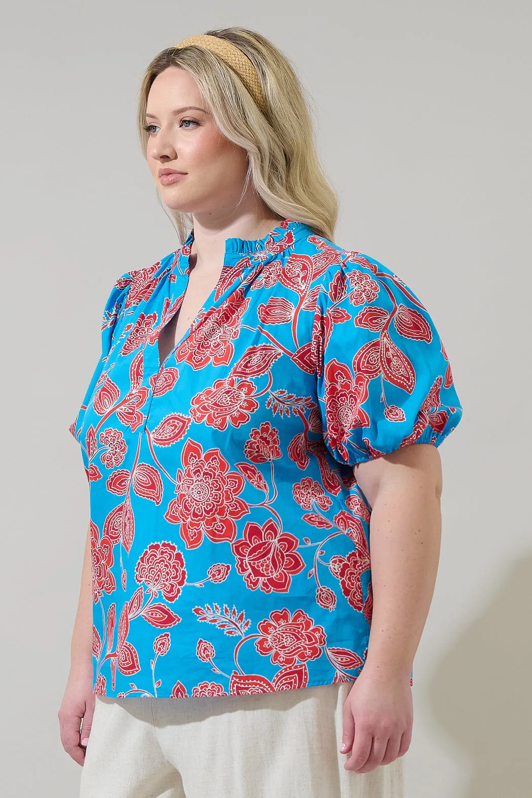 Ripon Floral Close to You Split Neck Top Curve sold by Sugarlips product image thumbnail 3