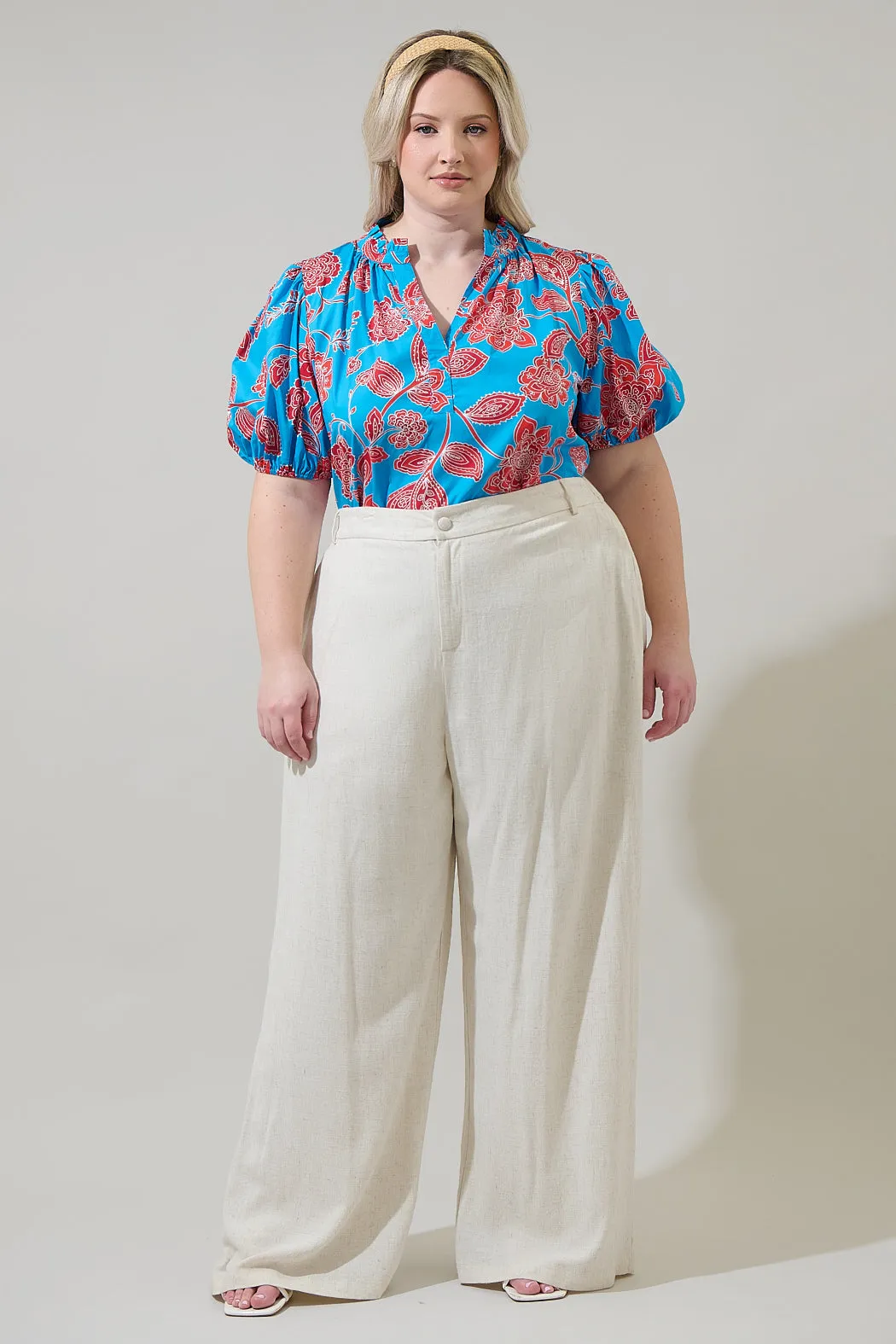 Ripon Floral Close to You Split Neck Top Curve sold by Sugarlips product image thumbnail 4