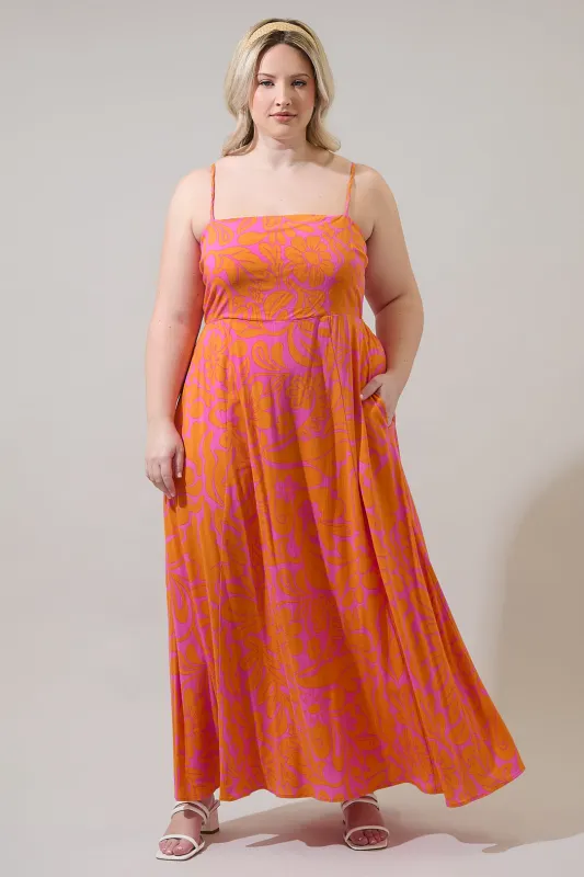 Kaci Floral Vin Smocked Maxi Dress Curve sold by Sugarlips