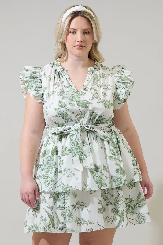 Bria Floral Marisol Tiered Mini Dress Curve sold by Sugarlips