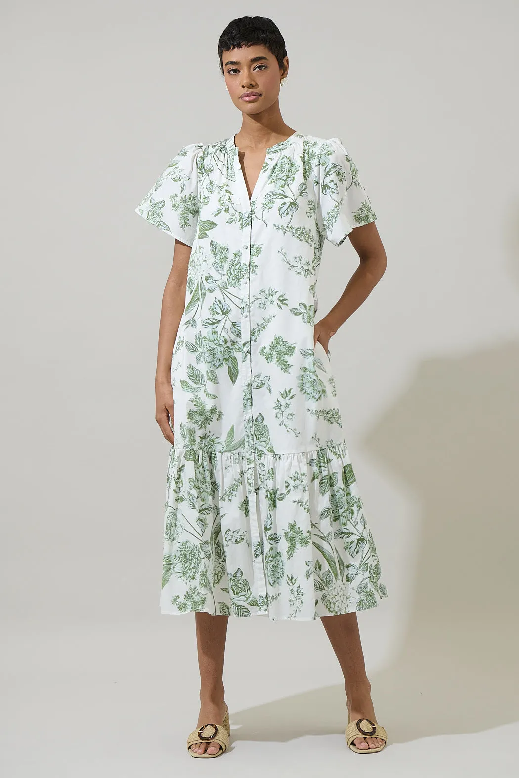 Bria Floral Cora Button Up Midi Dress sold by Sugarlips product image thumbnail 4