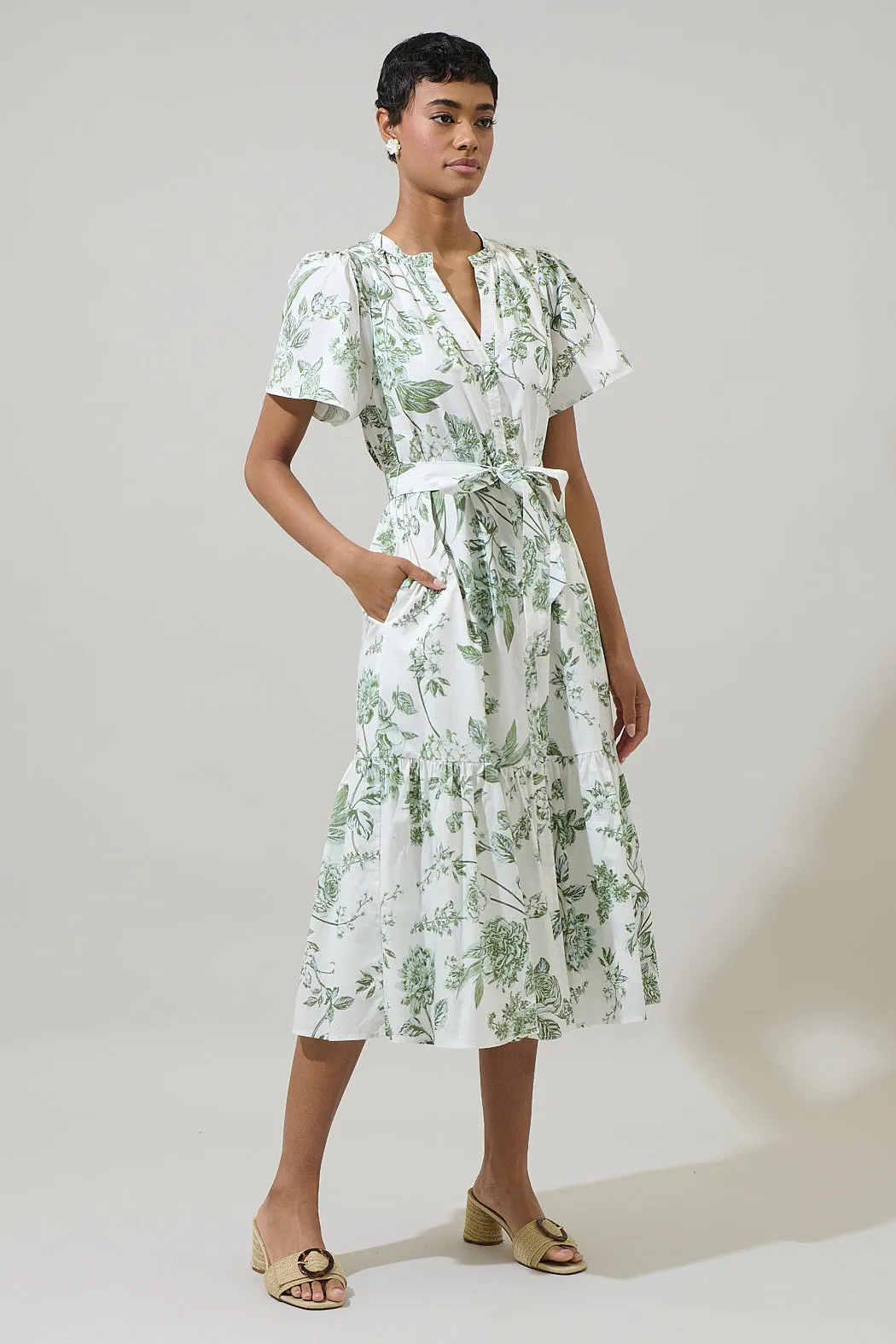 Bria Floral Cora Button Up Midi Dress sold by Sugarlips product image thumbnail 3