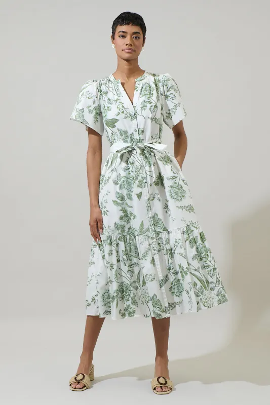 Bria Floral Cora Button Up Midi Dress sold by Sugarlips