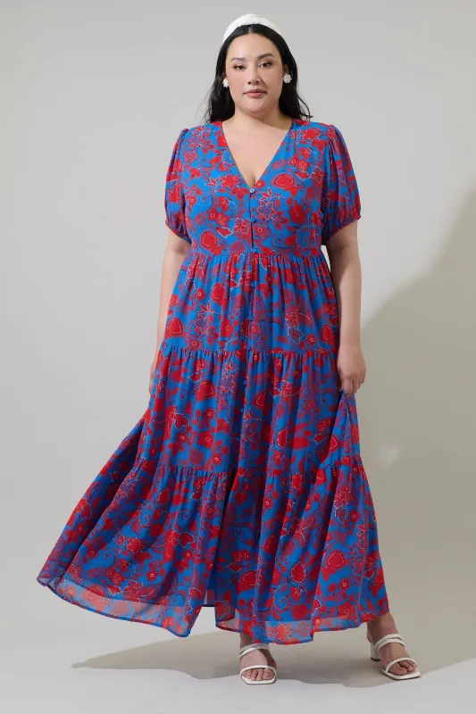 Calla Floral Monaco Long Tiered Maxi Dress Curve sold by Sugarlips