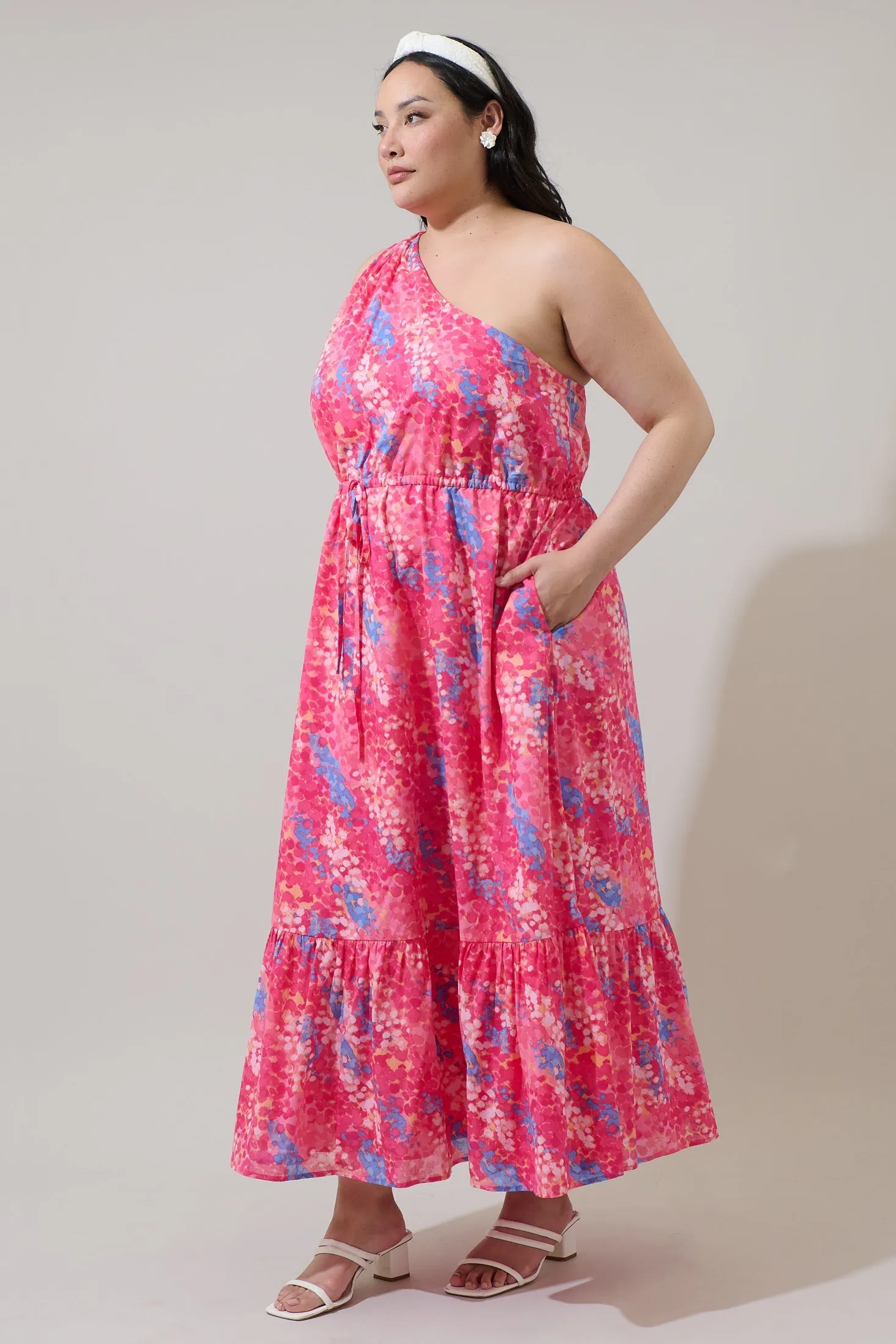 Leah Abstract Elya One Shoulder Maxi Dress Curve sold by Sugarlips product image thumbnail 3