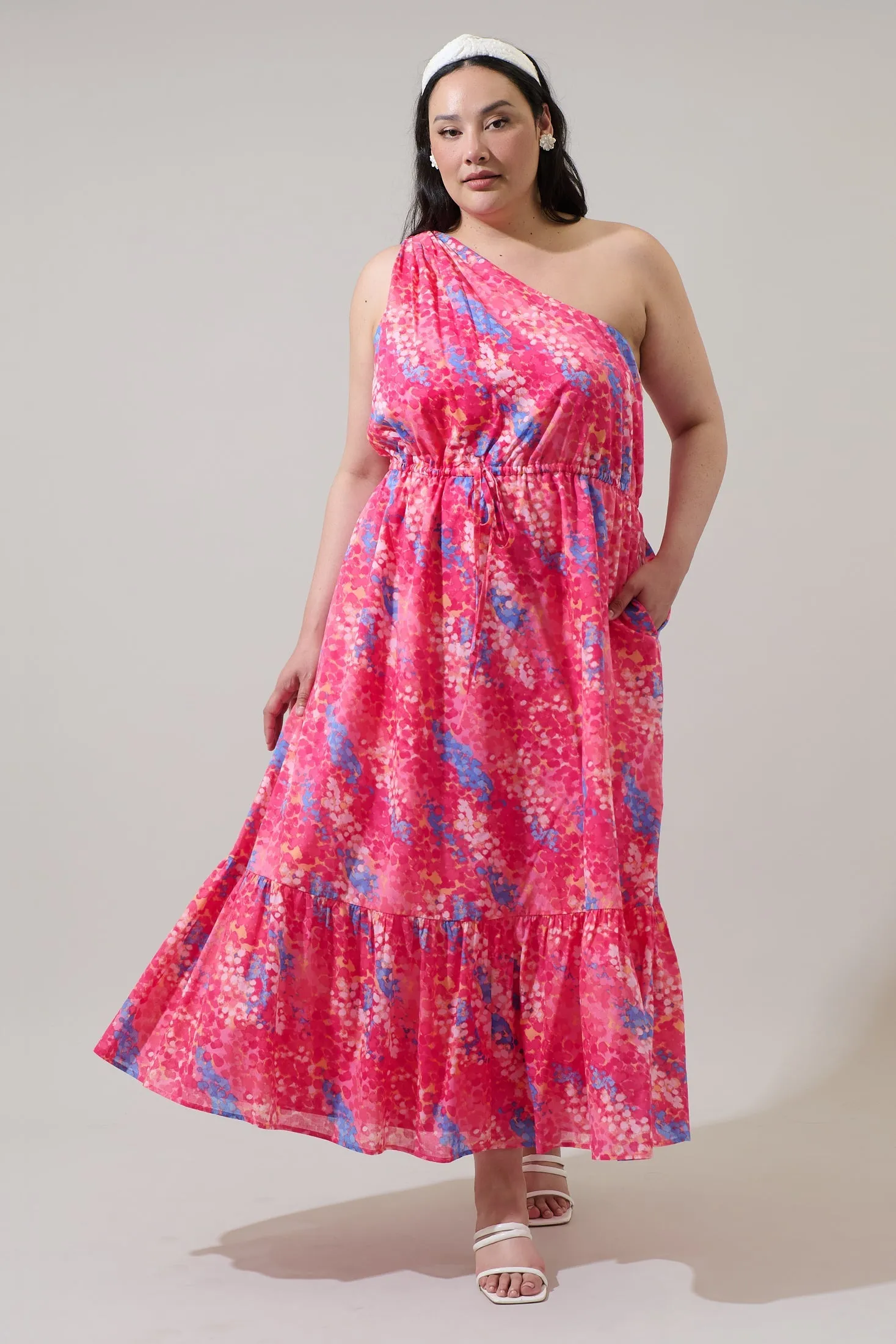 Leah Abstract Elya One Shoulder Maxi Dress Curve sold by Sugarlips product image thumbnail 4