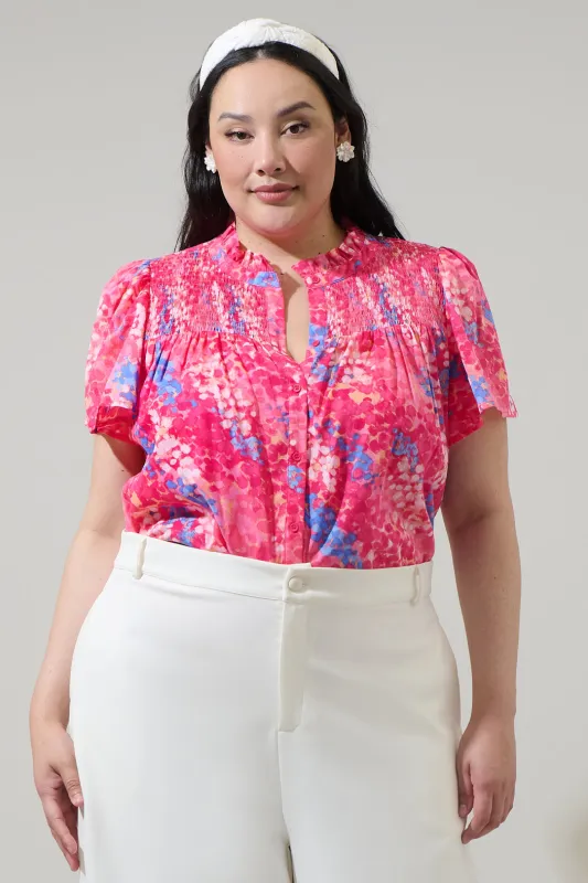 Leah Abstract Romy Mock Neck Top Curve sold by Sugarlips