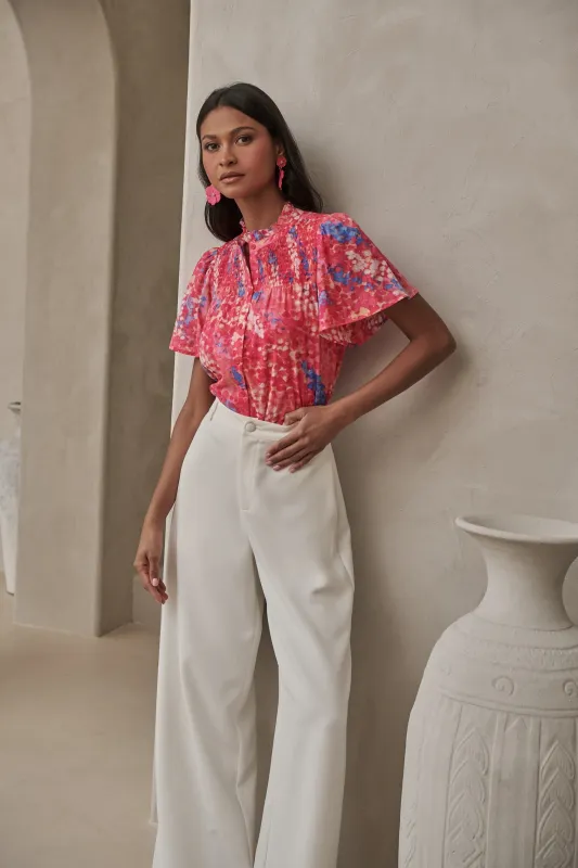 Leah Abstract Romy Mock Neck Top sold by Sugarlips