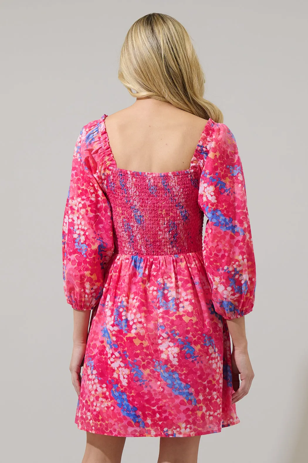 Leah Abstract Niko Smocked Mini Dress sold by Sugarlips product image thumbnail 3